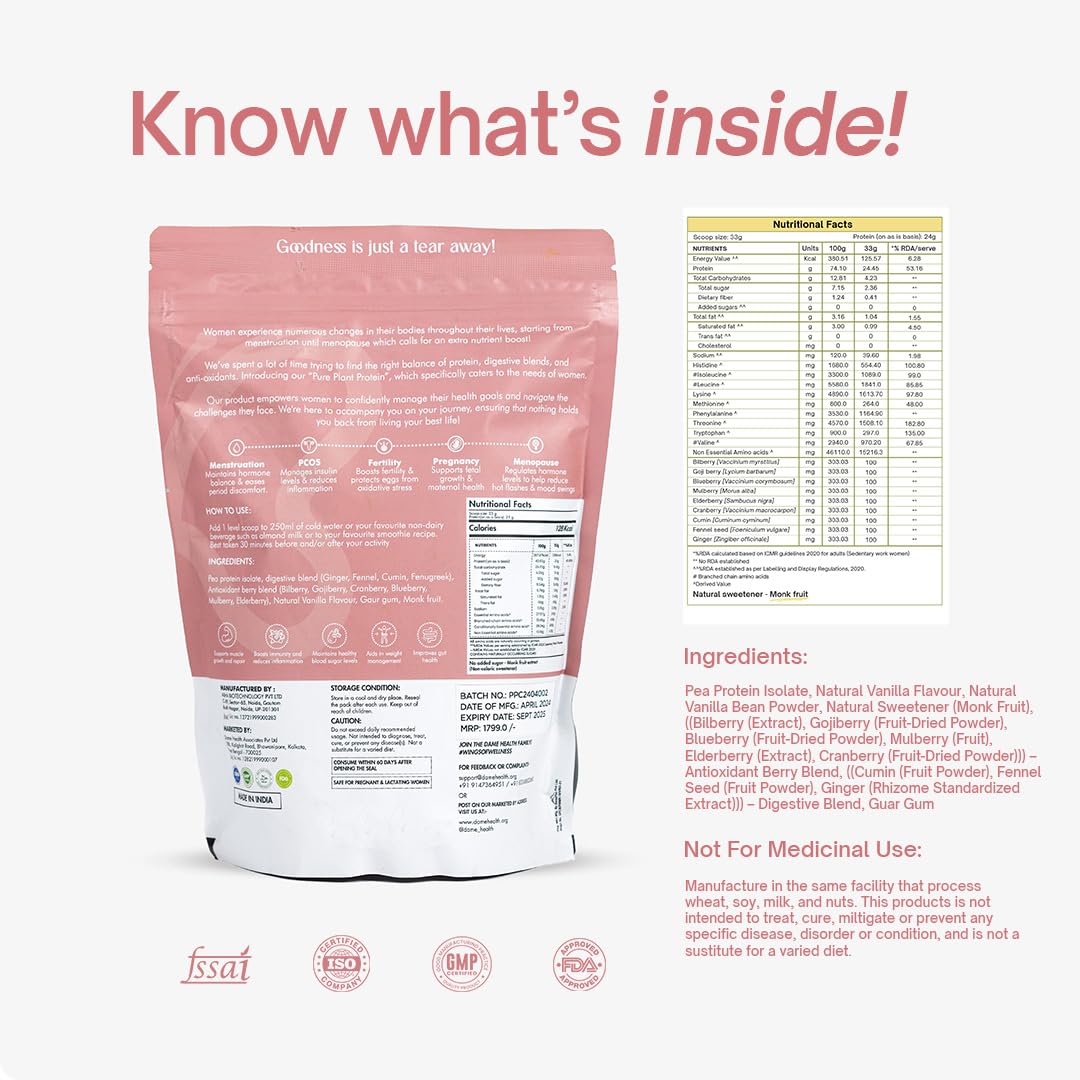 Women’s Plant Protein | 24g Protein per Serve | 500g | Real Vanilla Flavor | Vegan Pea Protein Isolate | No Bloating, Easy to Digest | 6 Natural Antioxidants | Safe | Sweetened with Monk Fruit | For the Everyday Woman — Amazon image 9