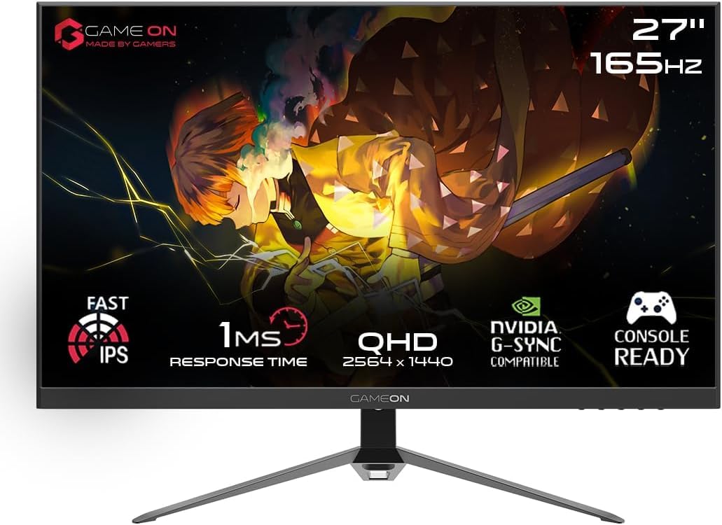 GAMEON GOP27QHD165 27 165Hz 1ms 2K Flat IPS G-SYNC & FreeSync Gaming ...