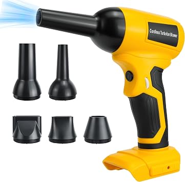 Mini Leaf Blower Compatible with Dewalt 20V Battery, 130000RPM High-Speed Blower, 30m/s Wind Speed, Brushless Motor, 5 Nozzles for Outdoor Camping, Snow, Leaves, and Car Cleaning