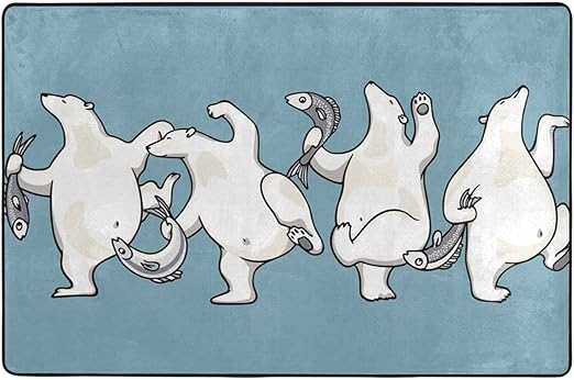 Amazon Co Jp ラグ ラグマット 白くま 熊 魚 キャラクター カーペット 洗える 滑り止め付き 防ダニ 抗菌防臭 夏 冷房対策 ふわふわ 床暖房対応 センターラグ フランネル かわいい 絨毯 長方形 北欧 おしゃれ 90x60cm 180x1cm Bolaco ホーム キッチン