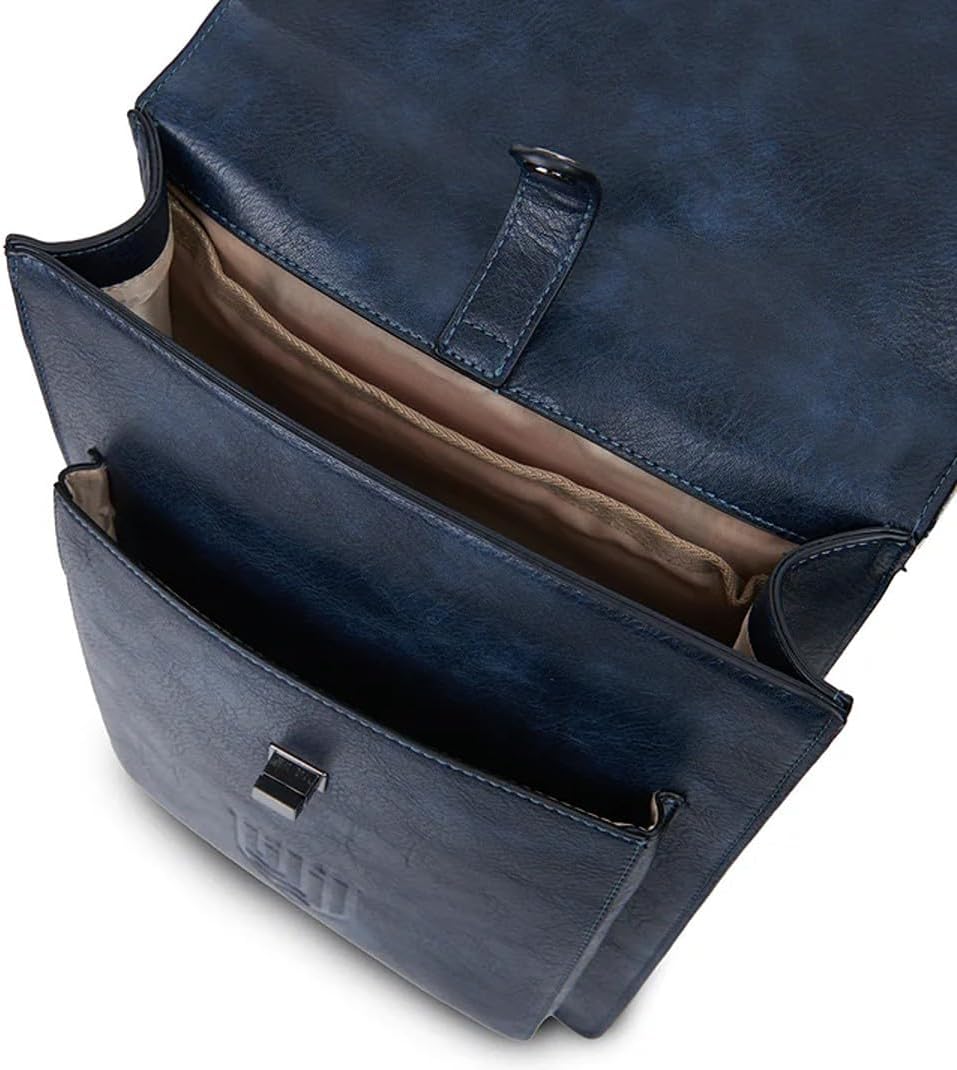 Islander Carloway Backpack for Men & Women, With Laptop Sleeve, Harris Tweed Vegan Leather (Navy Over-Check) - Image 4