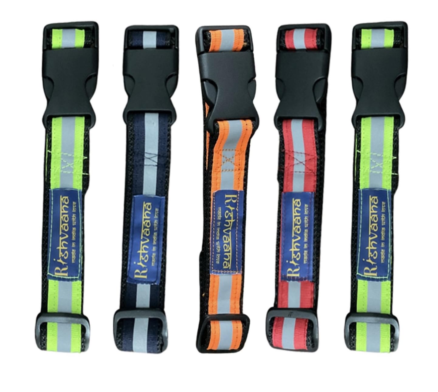 Polypropylene Reflective Collars For Stray Dogs|Pack Of 5|Assorted Colours|Lightweight,High Visibility At Night For Street Dogs Now With Free Zip Ties For Buckle Protection, 10x2.50x0.20 Cm