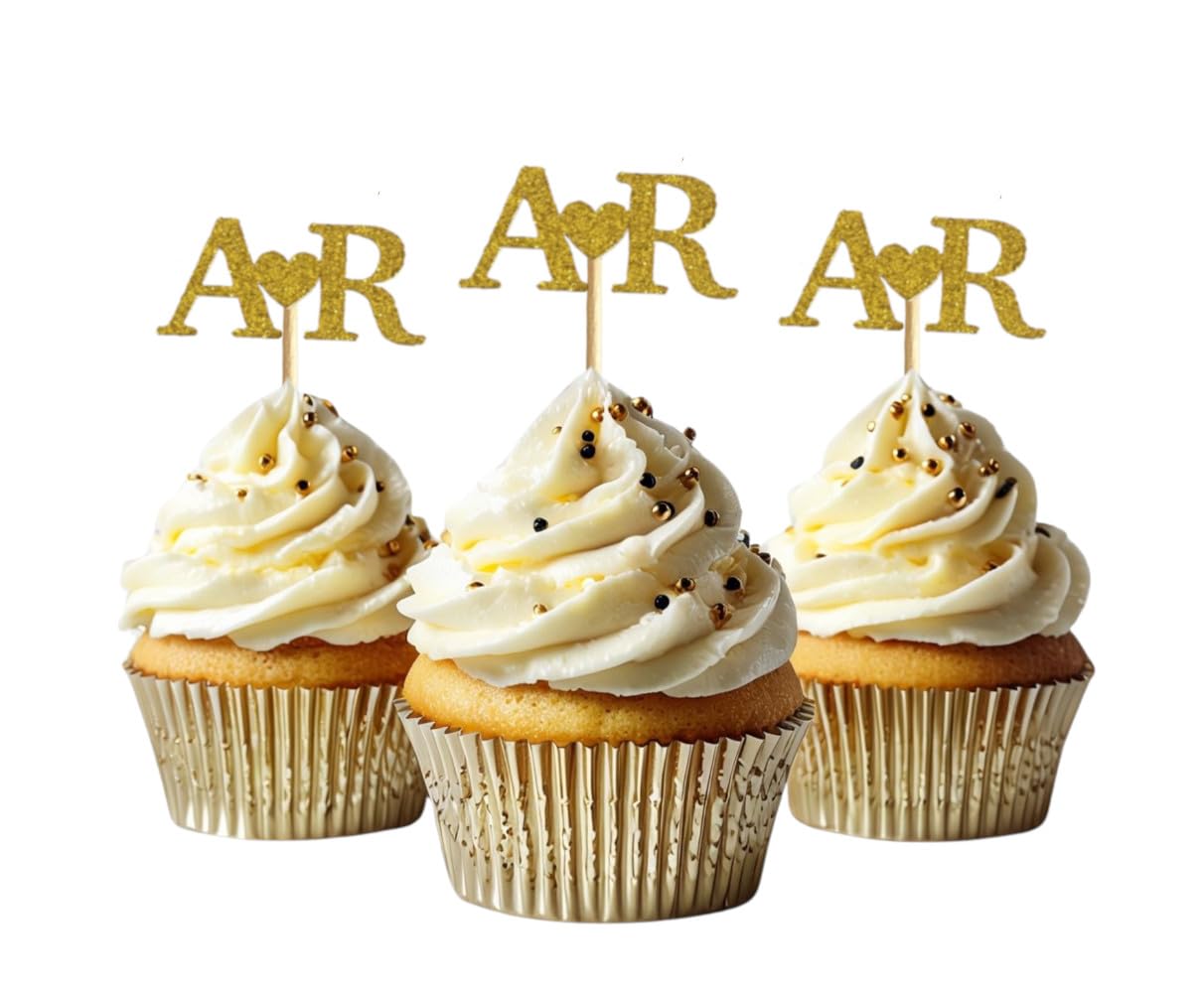Personalised Wedding Cupcake Toppers, Custom Initials, Engagement, Anniversary Cake Toppers