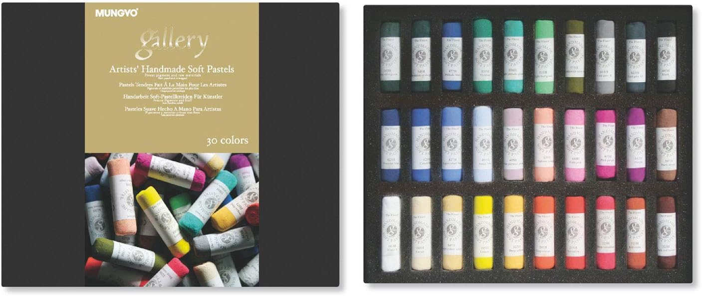 Mungyo MPHM-200W - Gallery Artists' Handmade Soft Pastels, set di 200 pastelli in scatola di legno, qualità artistica arrotolati a mano, consistenza morbida