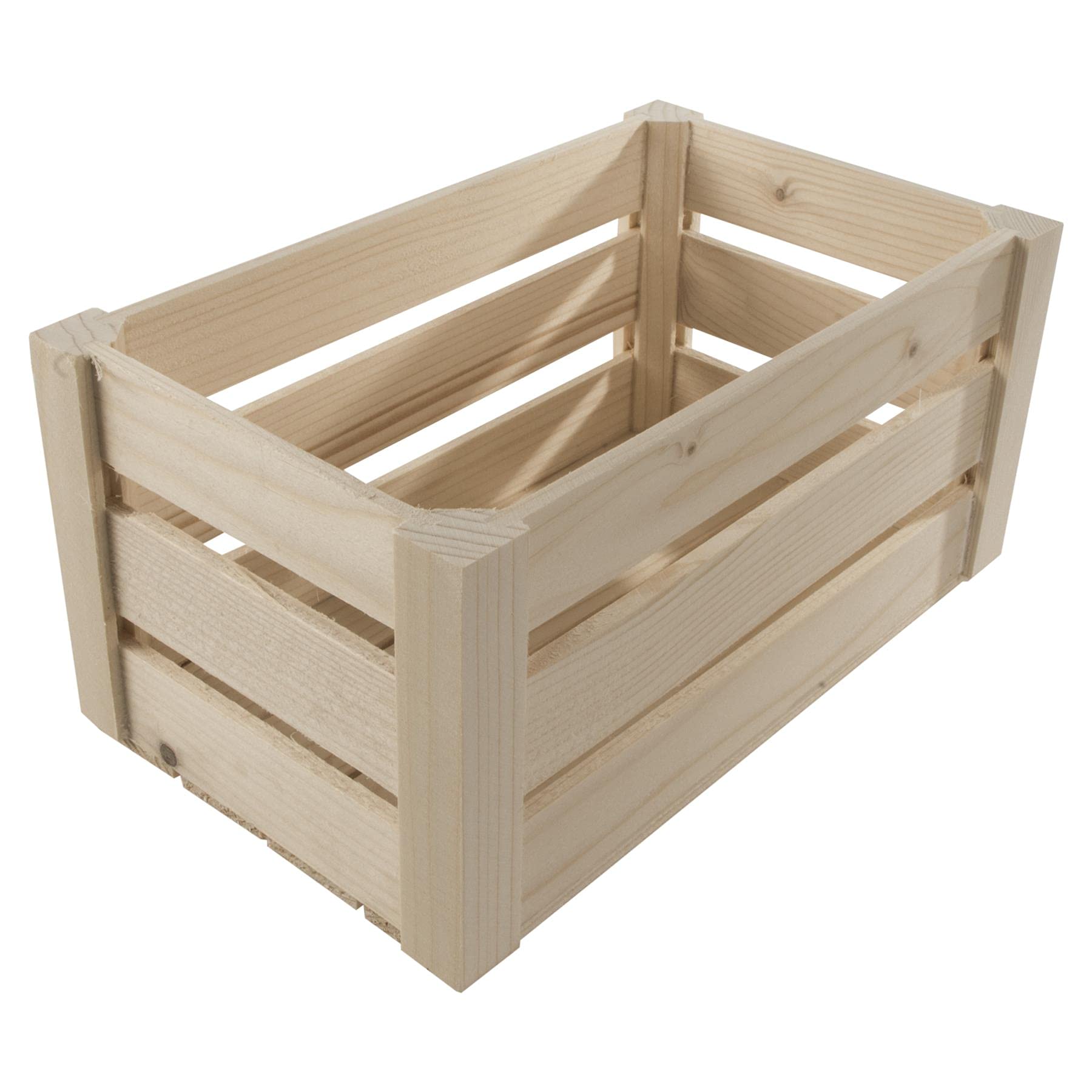 Woodeedoo Natural Wood Small Wooden Storage Slatted Crate Box | 24.5 X 14.5 X 12.5 Cm | Presentation Display Apple Fruit Unit | Plain Unpainted & Untreated Raw Decorative Pinewood