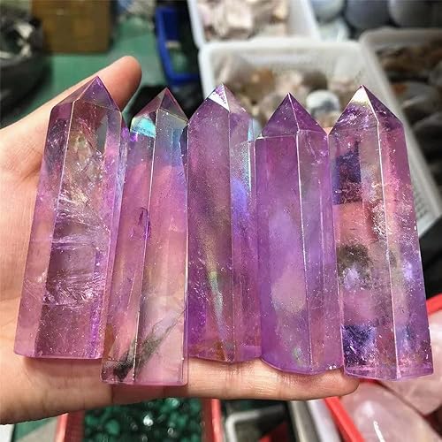 Cristal natural áspero, magia natural, morado natural, Aura transparente, cuarzo transparente, piedra preciosa, torre de reiki (color : 1 pieza,