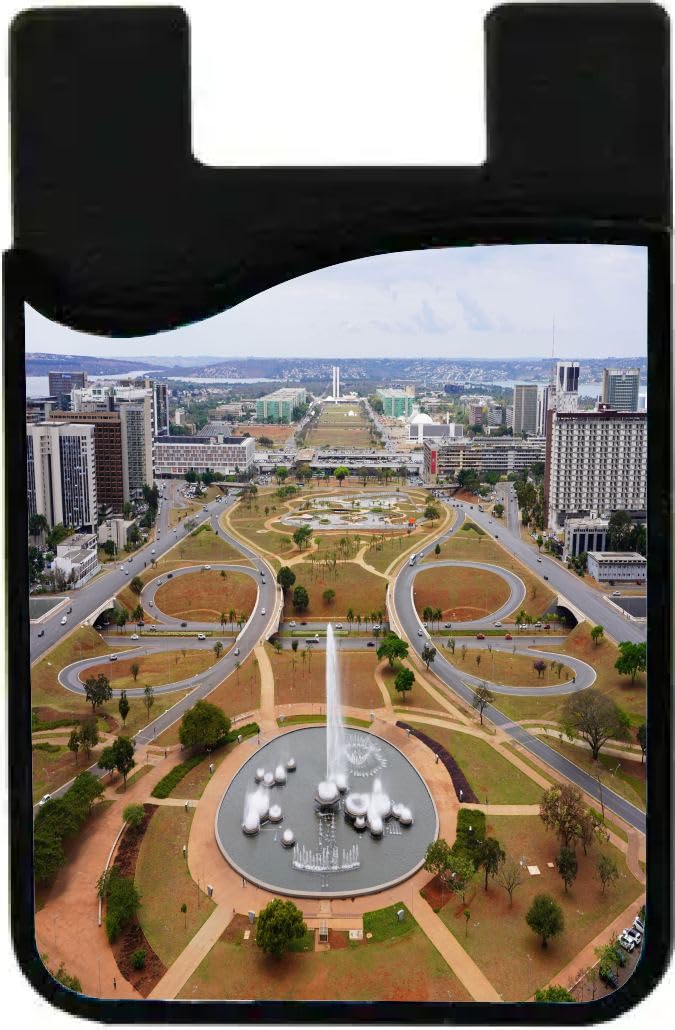 Island Gifting Neoprene Stick-on ID Card Holder for iPhone/Galaxy/Google Android Cases Featuring Image of a City View in Brazil