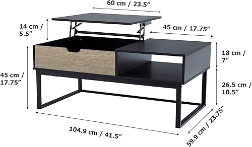Miniatura 3 de Peaktop - Mesa auxiliar elevable con almacenamiento y patas de metal