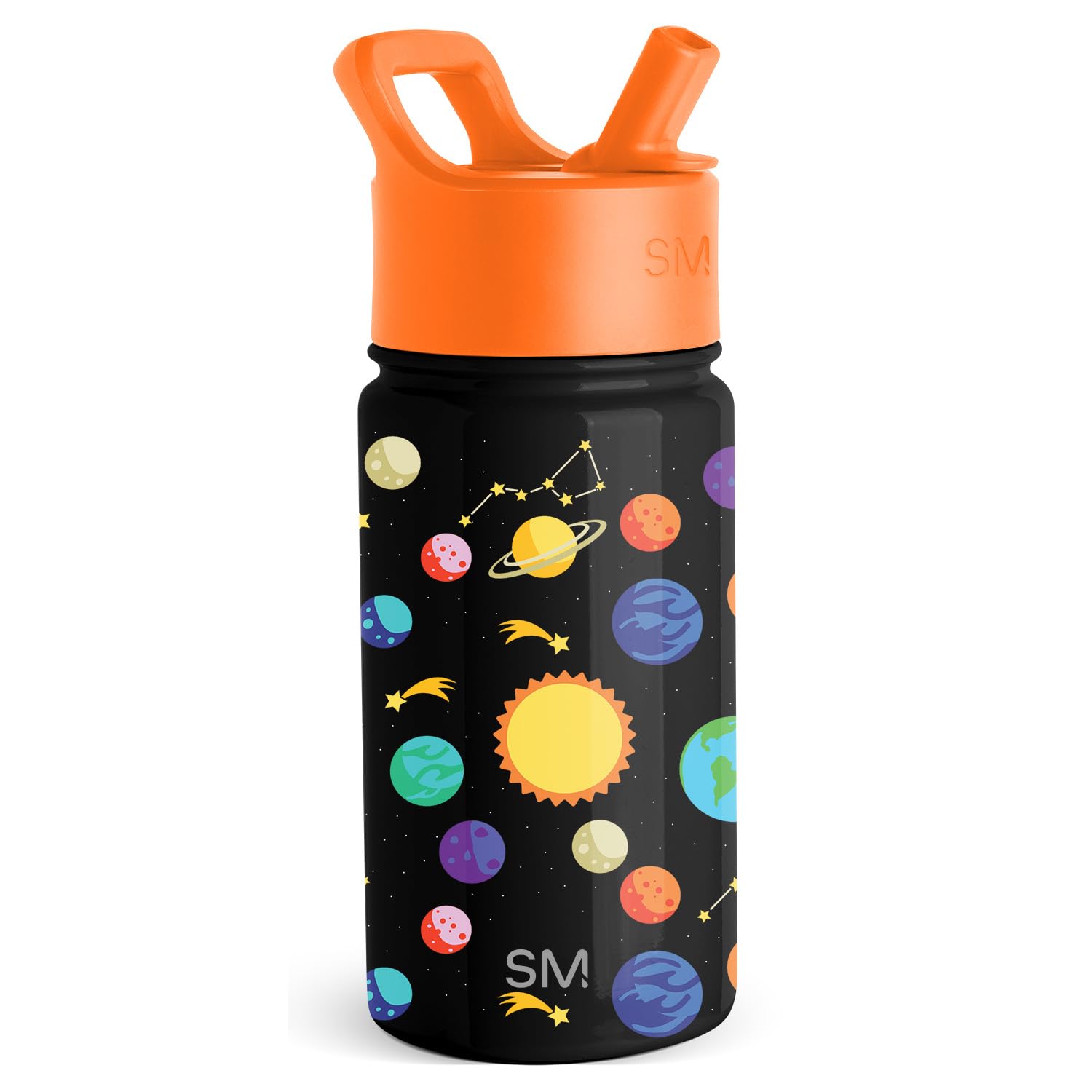 Simple Modern 14oz Summit Kids Water Bottles with Straw Lid Sippy Cup - Dishwasher Safe Vacuum Insulated Tumbler Double Wall Travel Mug 18/8 Stainless Steel Flask - Solar System