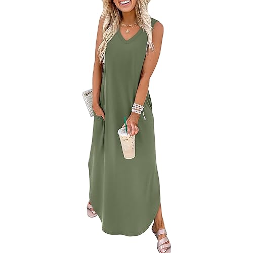 SAMPEEL Summer Dresses Maxi Dress Vacation Beach Sundresses 2025 with Pockets
