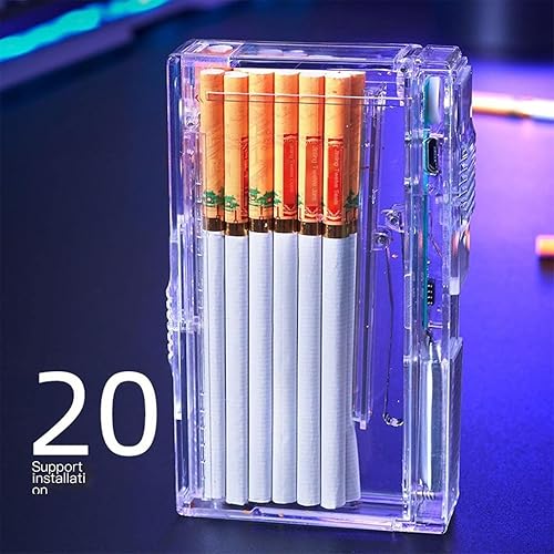 Miniatura 4 de Estuche de cigarrillos recargable 2 en 1, gran capacidad, paquete de 20 encendedores delgados, encendedor de cigarrillos desmontable y portátil