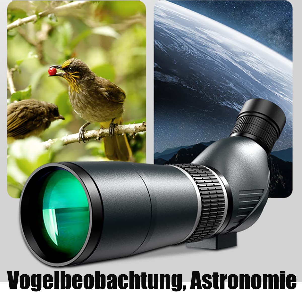 Jumelles monoculaires Zoom 20-60 x 60 Zoom monoculaire Astronomie, BAK4 Télescope Télescopique HD Jumelles Haute Performance Jumelles FMC Multicouches pour concerts, matchs de football,