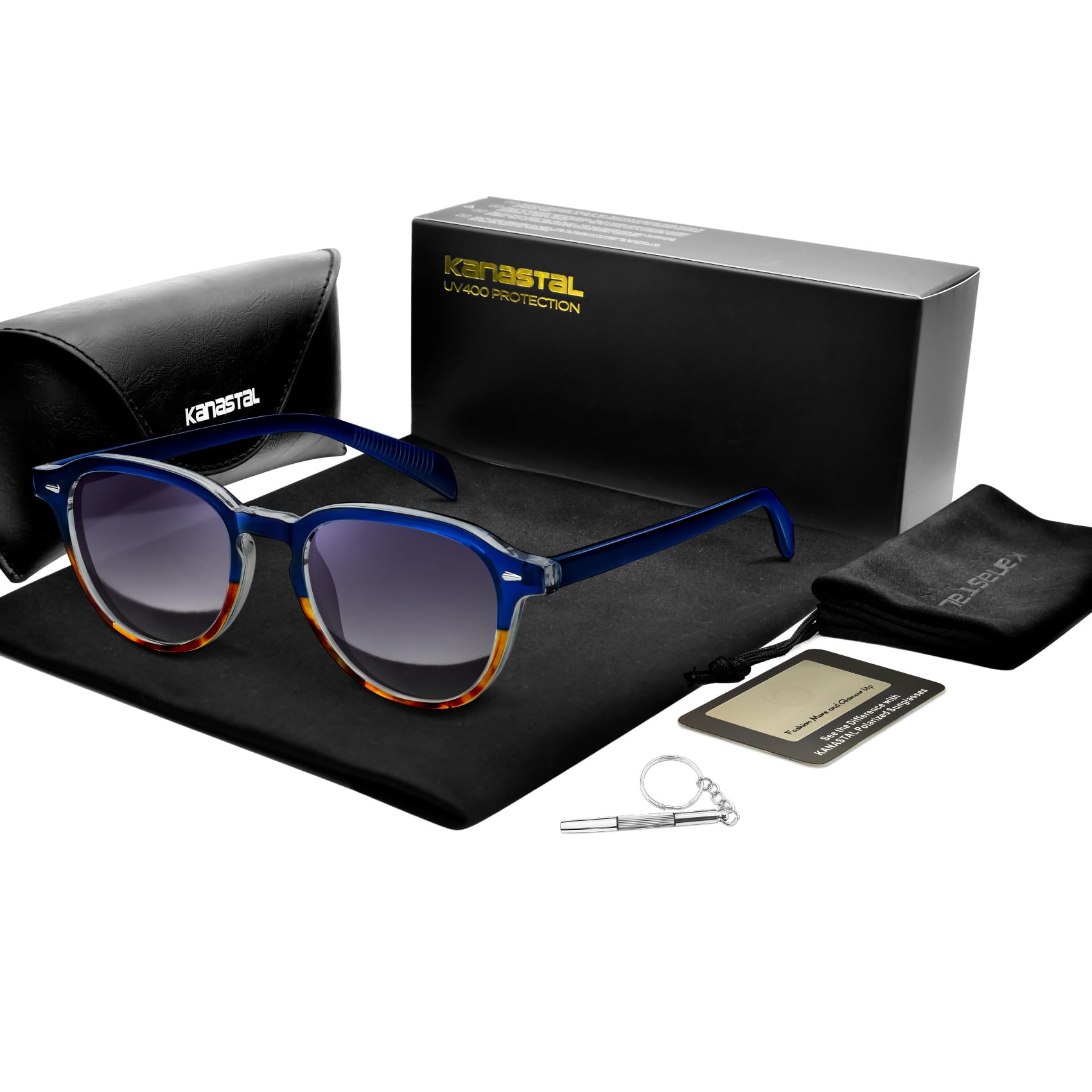KANASTAL Occhiali da Sole Donna Uomo Polarizzati Rotondi Piccoli Retrò Vintage con Protezione UV400, Montatura in Acetato-TR90 per Viaggio Guida