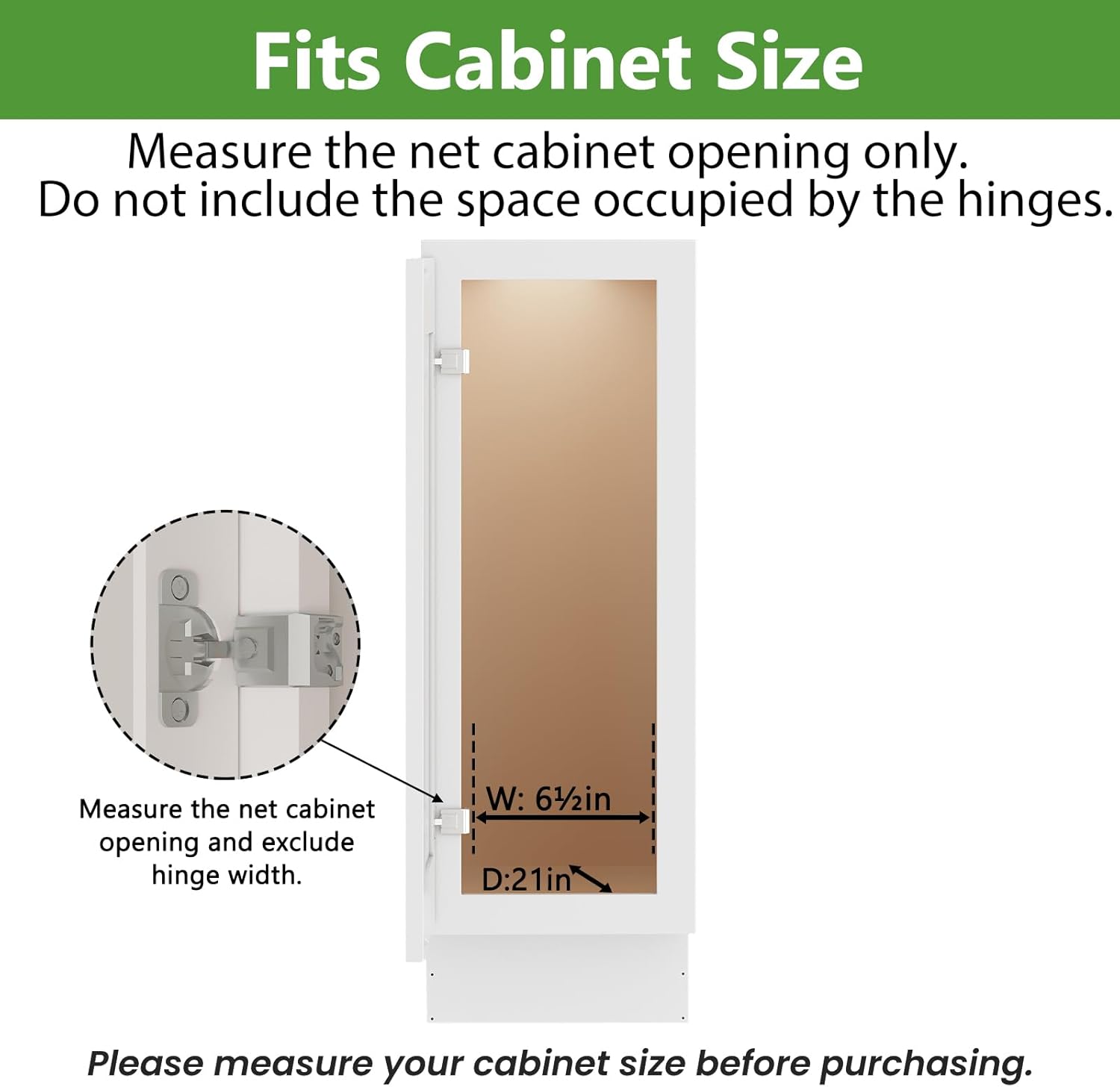 ROOMTEC 3-Tier Pull Out Cabinet Organizer Spice Rack for Narrow Cabinet 6" W x 20½" D, Slide Out Wood Shelves Storage for Kitchen