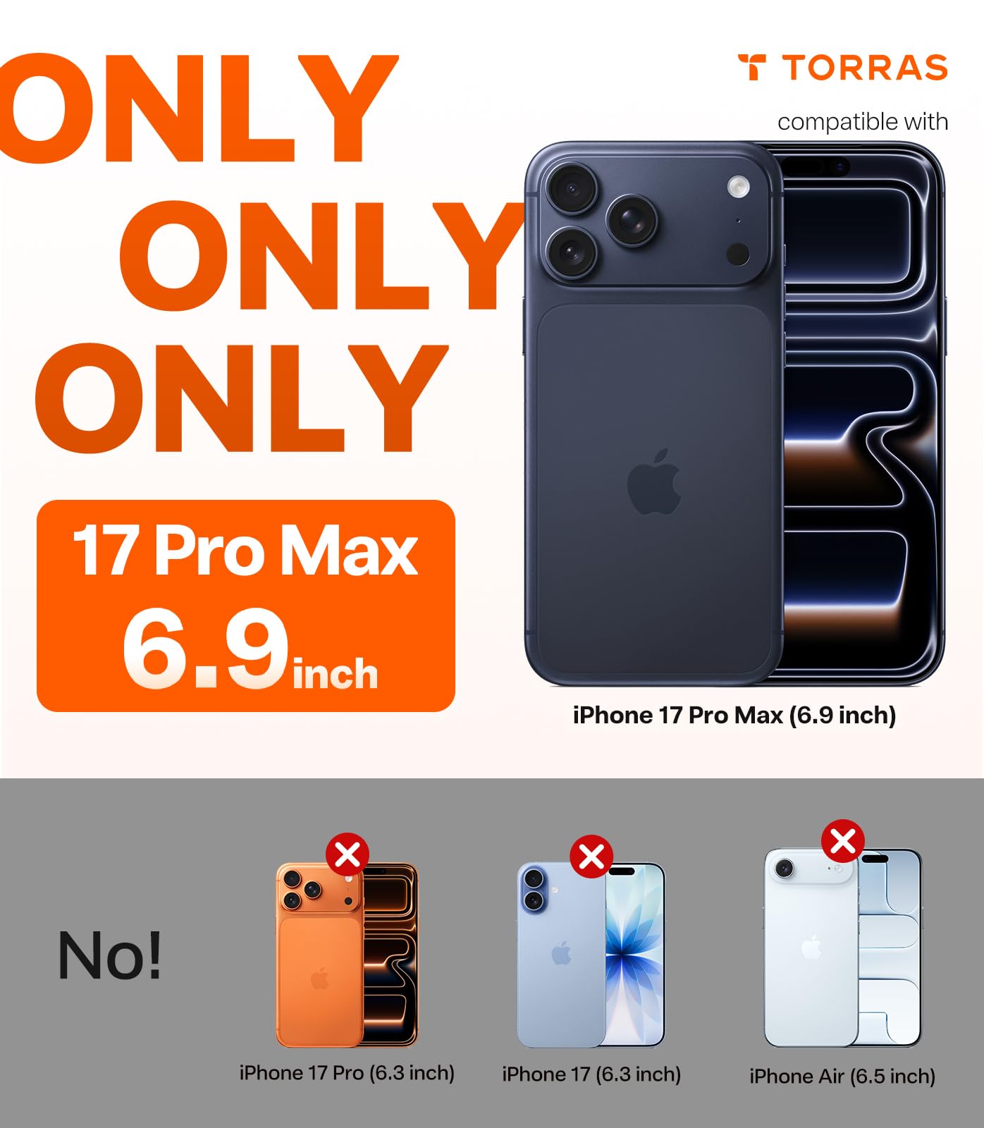 Amazon.com: TORRAS for iPhone 17 Pro Max Case Crystal Orange