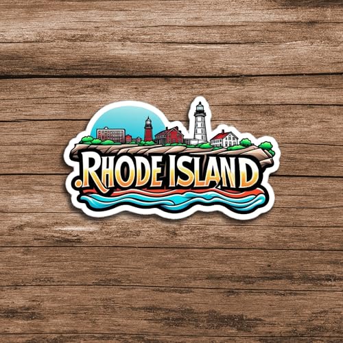 Image of Rhode Island State Sticker 5 Inch Waterproof Vinyl Decal Durable USA State Graphic for Laptop Water Bottle Car Window Bumper Truck Travel Decoration