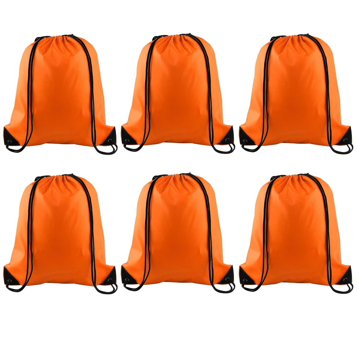 PLULON 6 Pcs Drawstring Bags Bulk Orange Drawstring Backpack String Backpack Cinch Sack Sport Gym Backpack Bags for Yoga Traveling Outdoor Sports