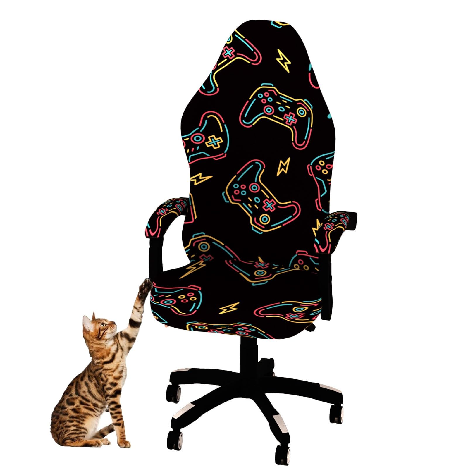 Fundas para sillas de Juego, Fundas para sillas de Ordenador de Oficina, Fundas elásticas antiarañazos de Colores para sillas de Deportes electrónicos para sillas de Ordenador(Game)