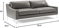 Vista 2 de Modway Arnés de sofá de cuero de 83.5" en gris con base de acero inoxidable