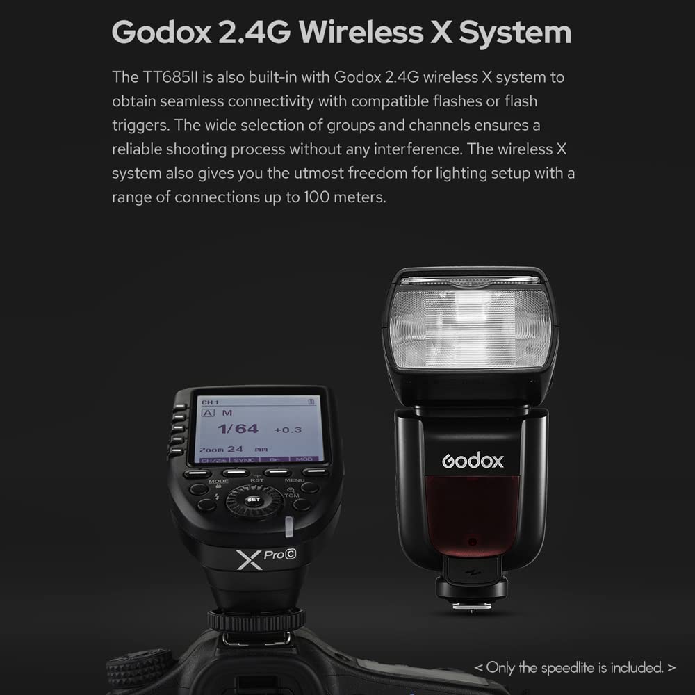 Godox Thinklite TT685IIS TTL On-Camera Speedlight 2.4G Wirelss X System Flash GN60 High Speed 1/8000s di ricambio per fotocamere Sony A77II A7RII A7R A58 ILCE6000L