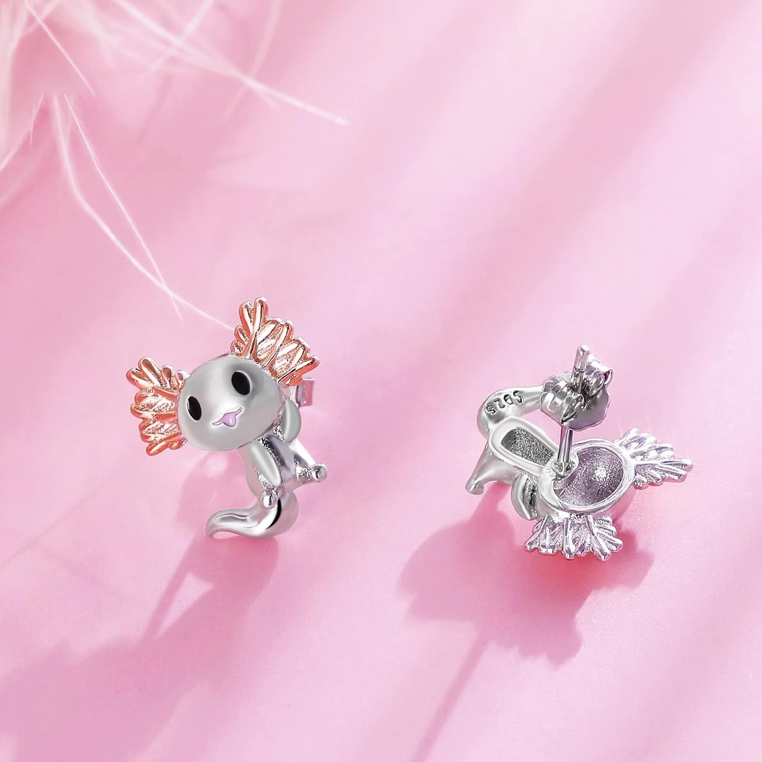 925 Sterling Silver Paw Print/Axolotl/Dragonfly/Koala/Dolphin Earrings for Women, Cute Animal Stud Earring, Lovely Jewelry Birthday Christmas Presents with Box - Image 6