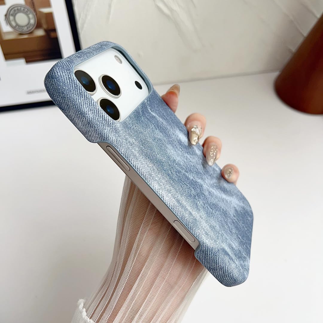 Etui magnetyczne z jeansu, odporne na wstrząsy, chłodzące, bezramkowe, do iPhone'a 17 Pro, jasnoniebieskie