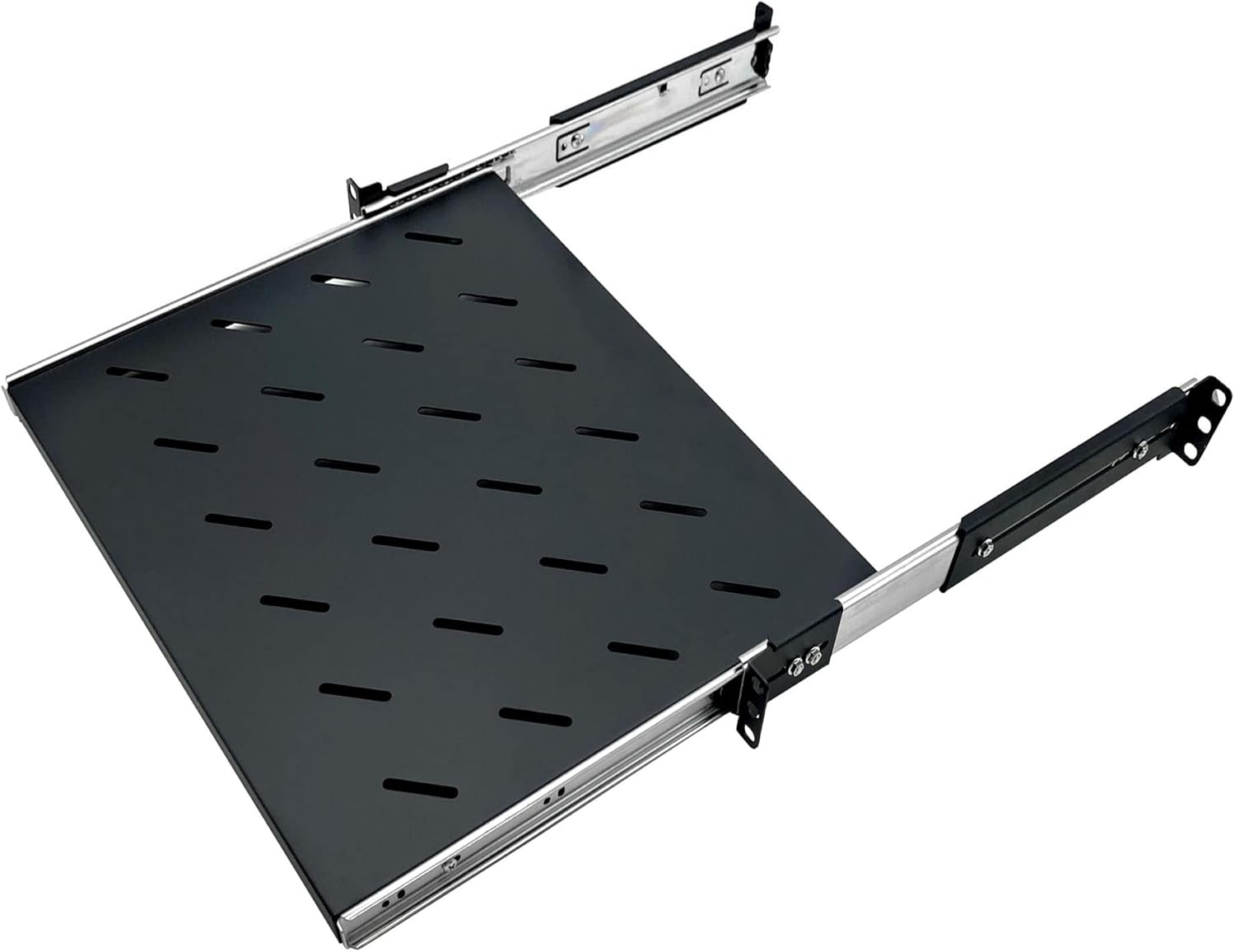 Electriduct 1U Sliding Shelf 14" Depth - Universal 19" Vented Rack Mount Tray 4-Post Network Equipment Server Cabinet Audio System Enclosure