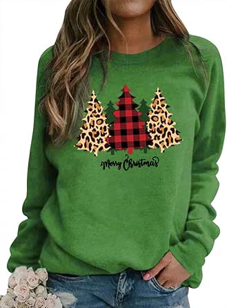 Dresswel Maglione Natalizio Donna Con Albero Di Natale E Scritta, Maniche Lunghe, Girocollo, Vestibilità Relax