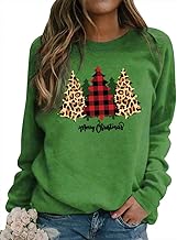Dresswel Women Merry Christmas Sweatshirt Christmas Tree Pullover Crew Neck Long Sleeve Tops Xmas Jumpers Blouse