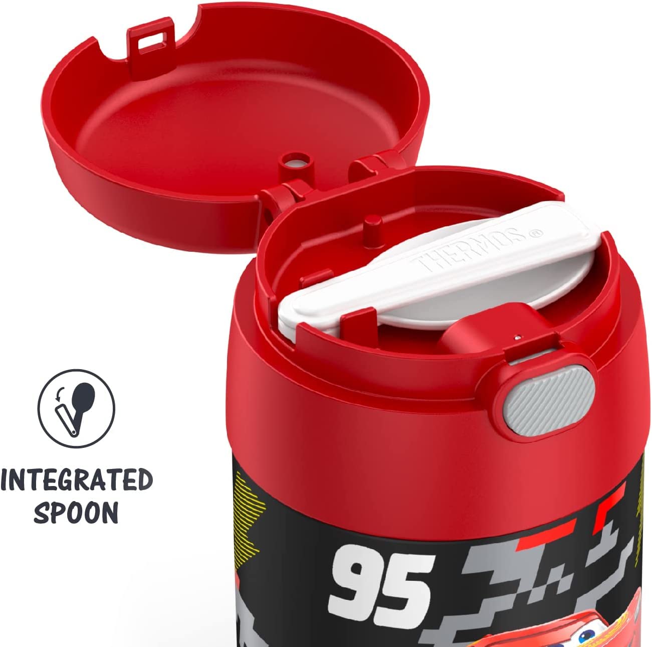 THERMOS FUNTAINER - Frasco de acero inoxidable aislado al vacío para niños con cuchara, 10 onzas