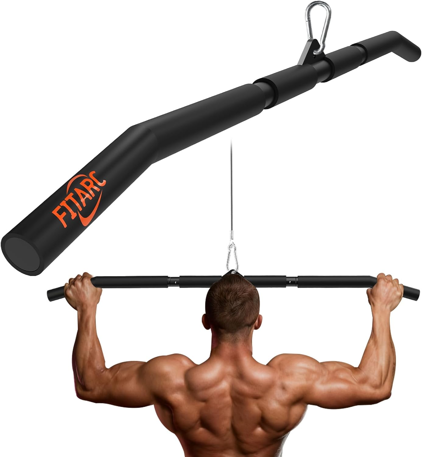 Fitarc 40'' LAT Pulldown Bar Attachment for Pulley Cable Machine, Full-Length Non-Slip Grip, LAT Pull Down Bar Accessories for Gym, Strength Workout