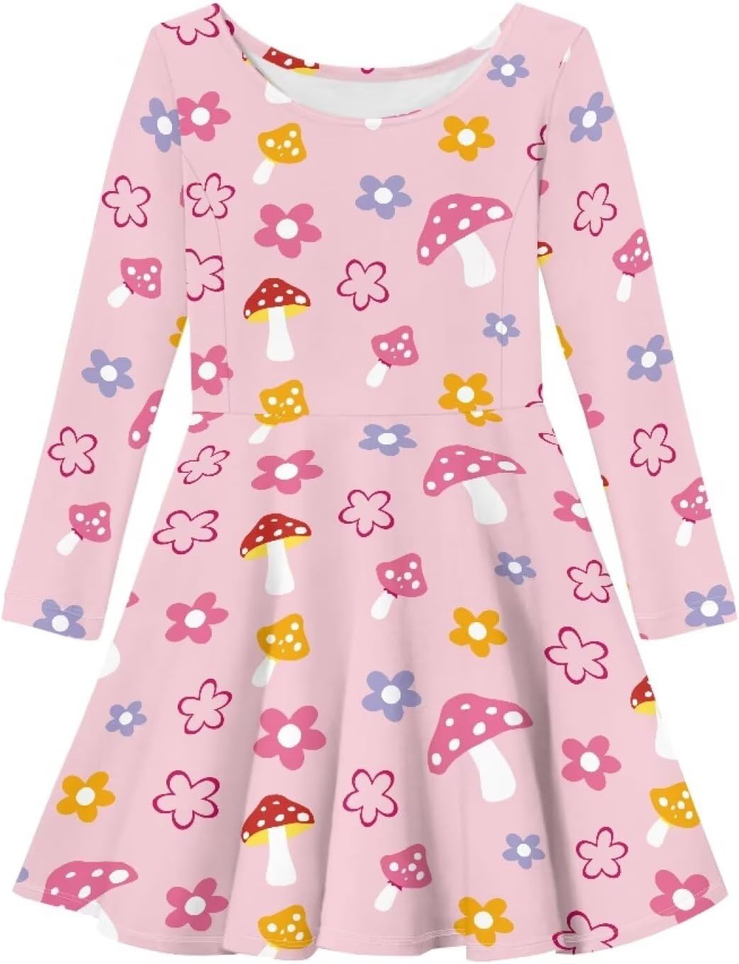 Cute Long Sleeve Dresses for Girls Size 3-16 Knee Length Dresses Girls Skater Dress for Casual Winter