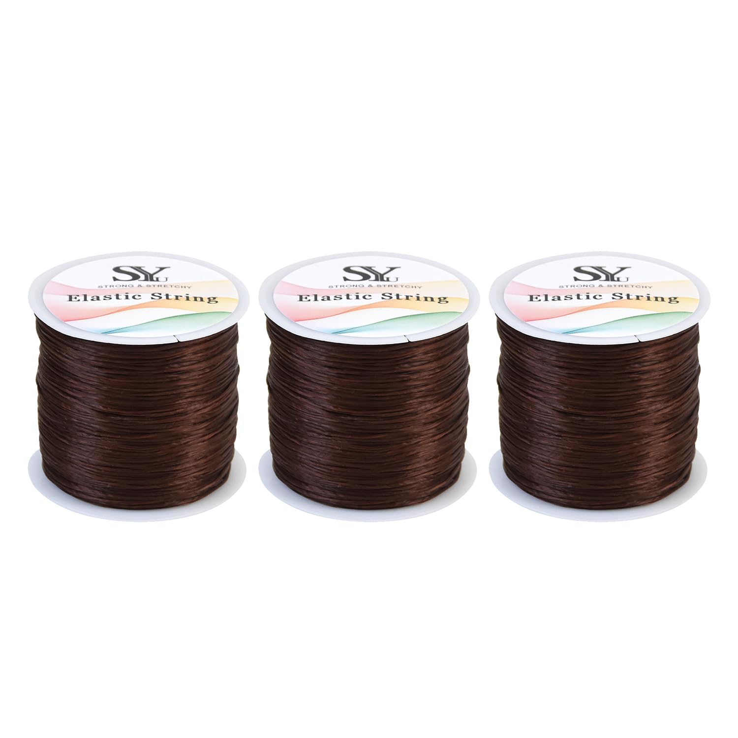 3 Rolls 0.8mm Elastic Bracelet String 50m Stretchy Elastic Cord Thread for Bracelet Jewellery Making (Dark Brown)
