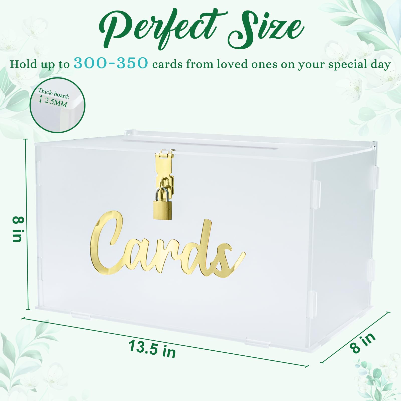 OurWarm Frosted Acrylic Wedding Card Box with String Light, Large Gift Card Box Holder for Wedding Reception, Honeymoon Fund Envelope Money Boxes for Party Graduation Baby Shower Birthday Decorations