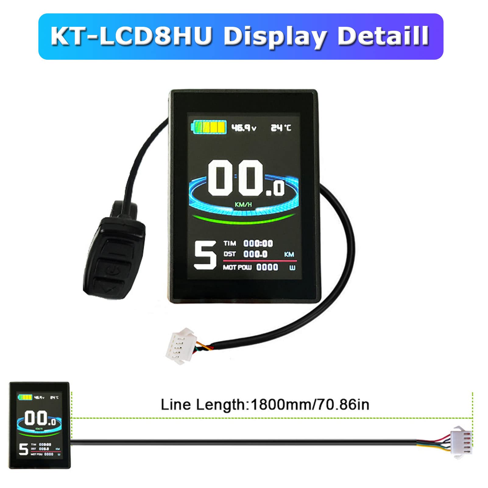 Compteur d'affichage du vélo, Panneau de Commande du Compteur d'écran LCD LCD8SU, contrôleur de Moteur électrique 24V / 36V / 48V, pour Scooter à vélo électrique
