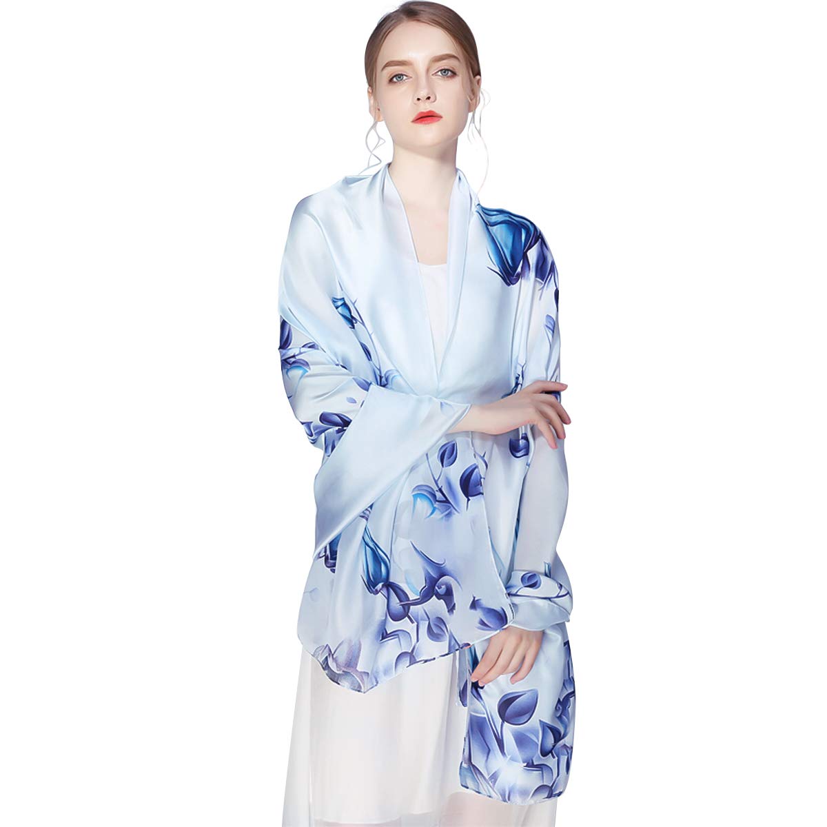 LumiSyne Echarpes En Soie à Fleurs Imprimé Mode Élégant Style Long Et Doux Châle Foulards Chaude Châle De Plage Toute La Saison