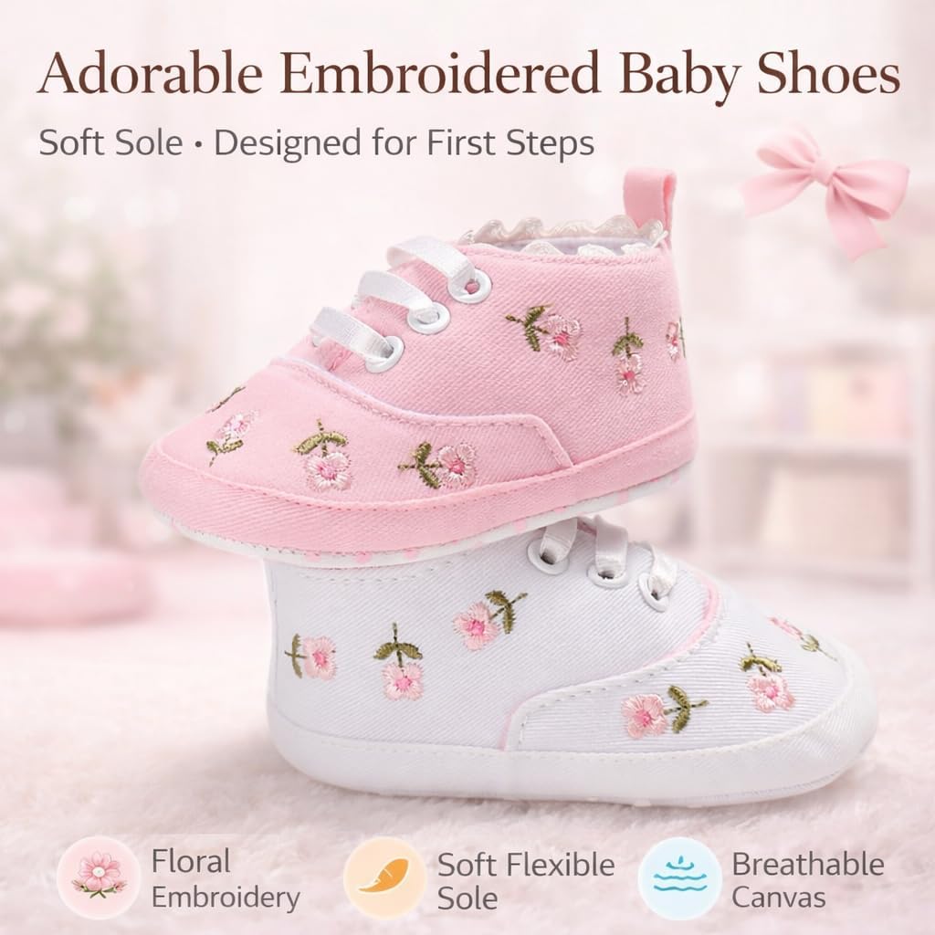 Baby Boy Girl Canvas Sneakers 6 12 18 Months Infant First Walker Shoes
