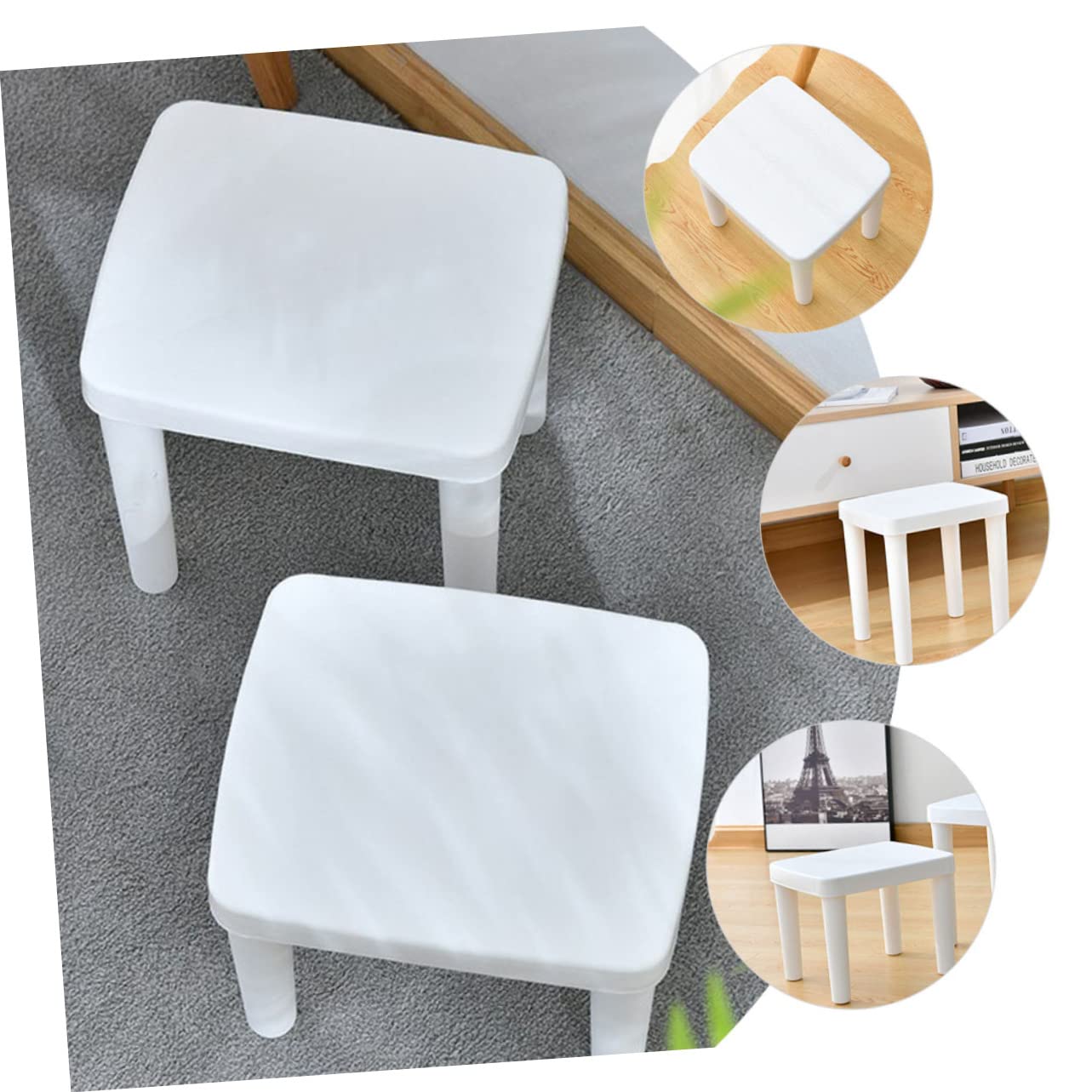 Sgabello per Bagno Bambini Antiscivolo in Plastica Bianco Struttura Triangolare Stabile per Ragazzo Ragazza in Bagno