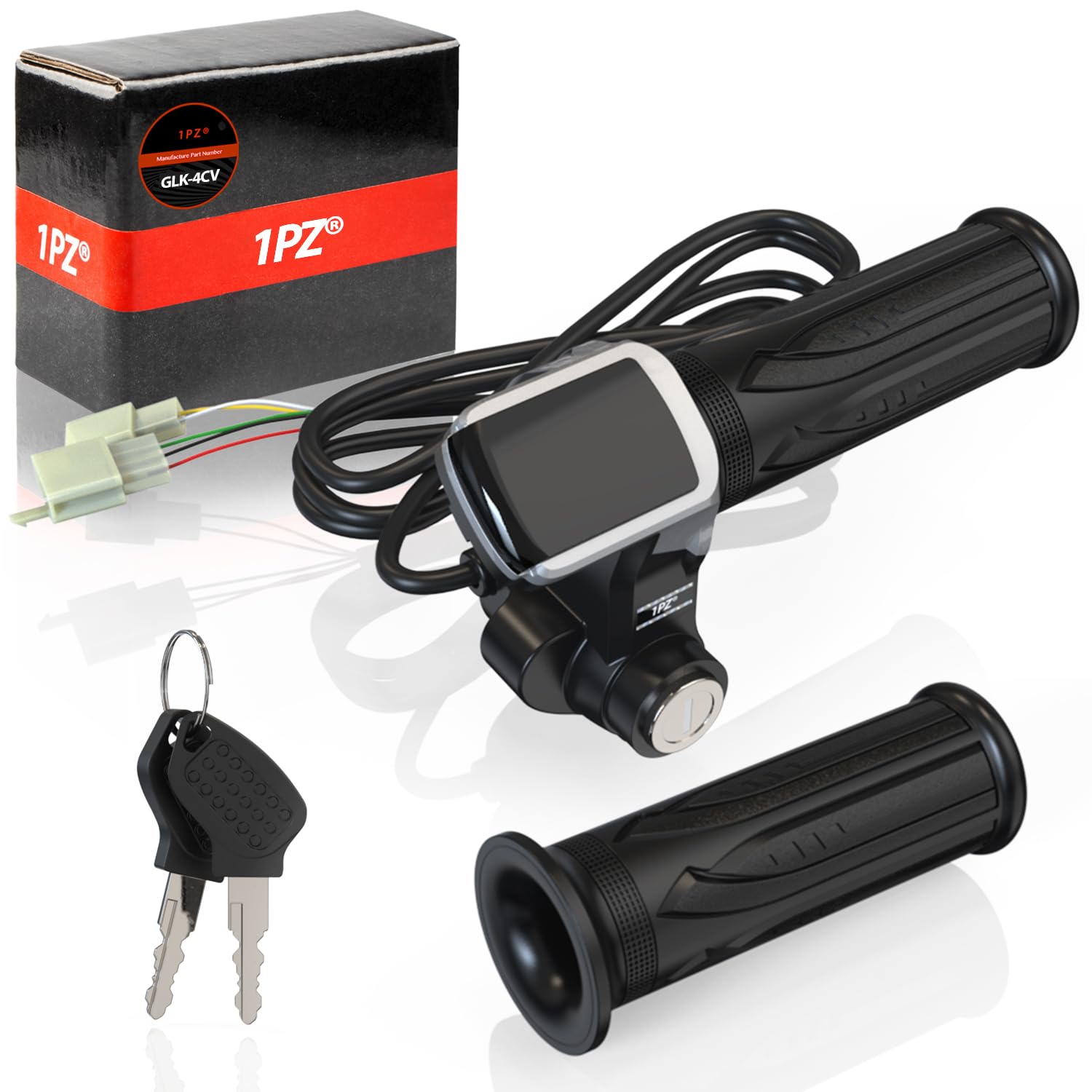 Photo 1 of 1PZ 48V Half Twist Throttle, Electric Bike Throttle with LED Display Grip Lock Key Set for Ebike Motorcycle Scooter