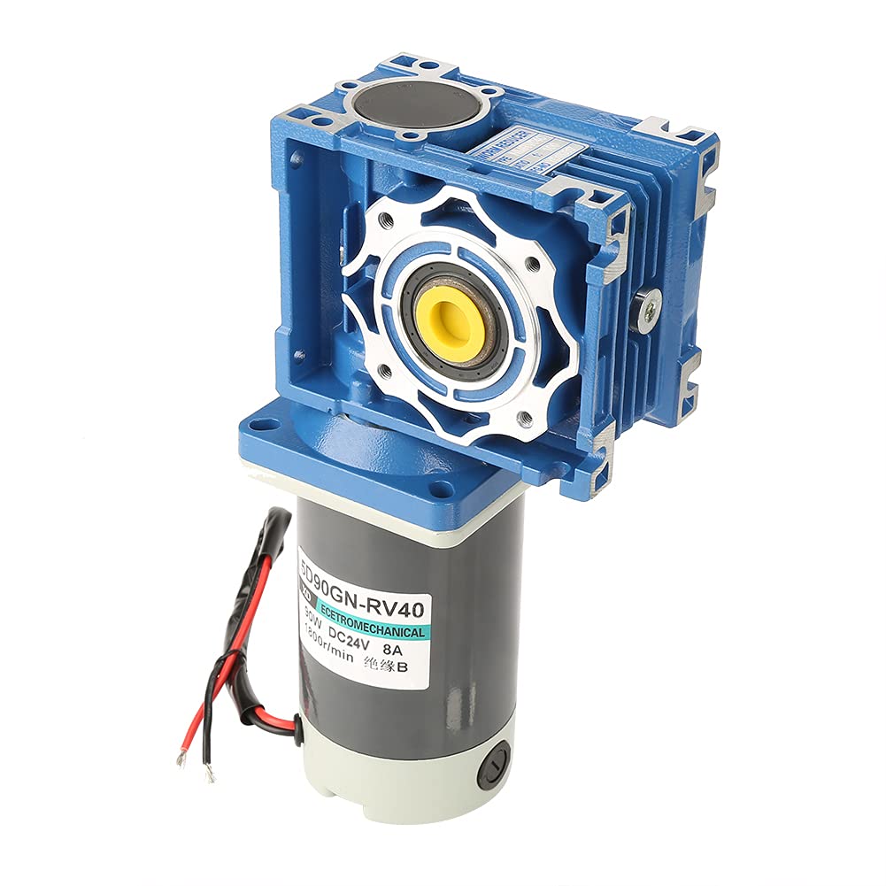 Eujgoov DC Motor Gear CWCCW RV40 12V 24V Micro Ajustable 90W 1800 RPM, Función de Auto-bloqueo para Ventanas, Abridor de Puertas, Mini Cabrestantes (Relación de reducción de reductores de)