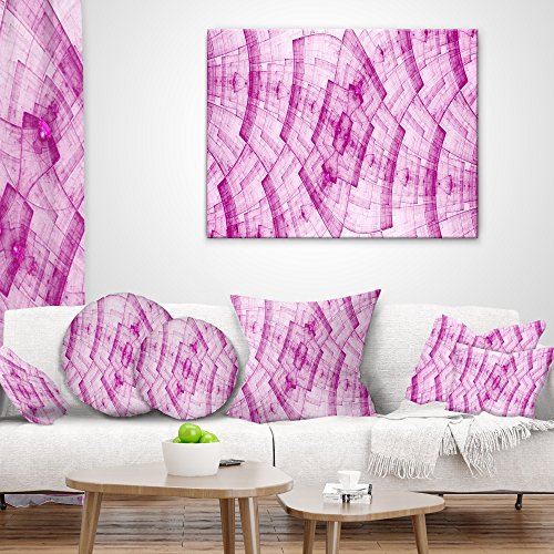 Designart Light Pink Psychedelic Fractal Metal Grid' Abstract Throw Cushion Pillow Cover For Living Room, Sofa 16 In. X 16 In #TOP2