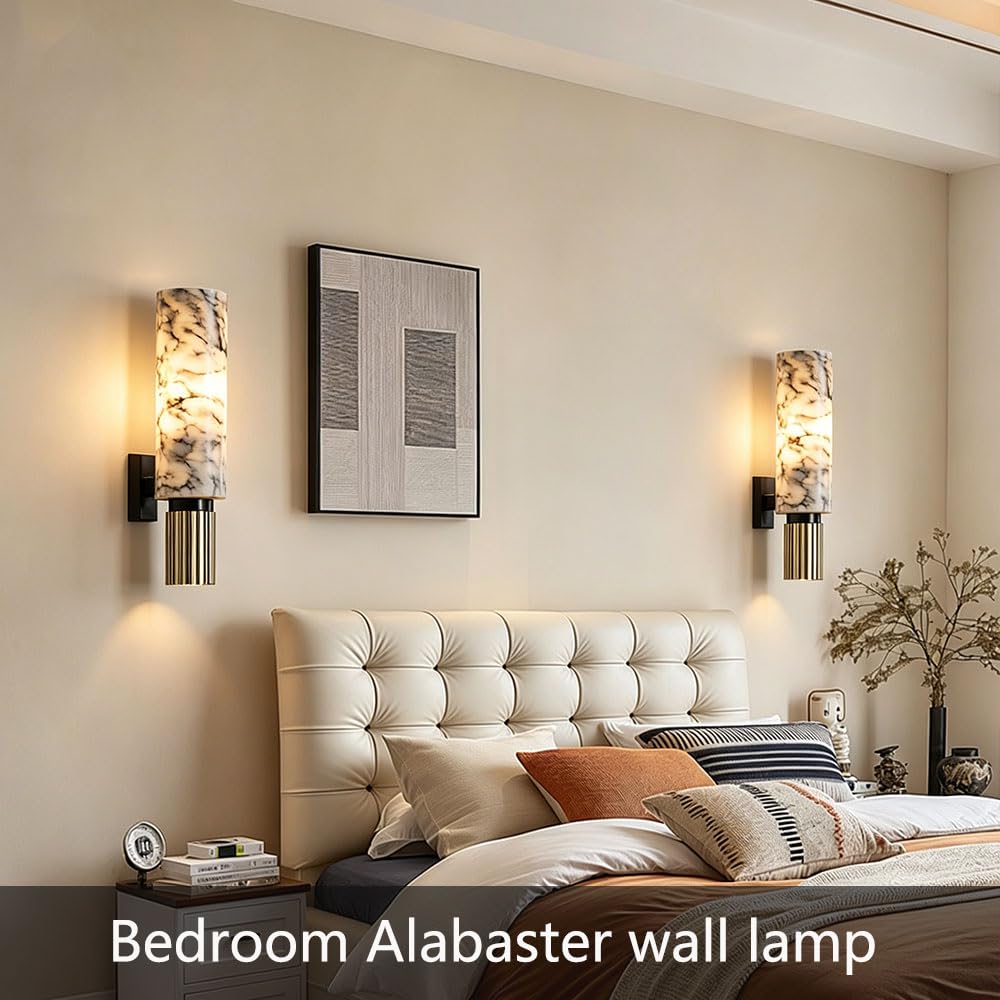 Lampada da parete in alabastro con sorgente luminosa, lampada moderna in stile industriale, applique for interni cablata, apparecchi di illuminazione a for camera letto soggiorno ristorante