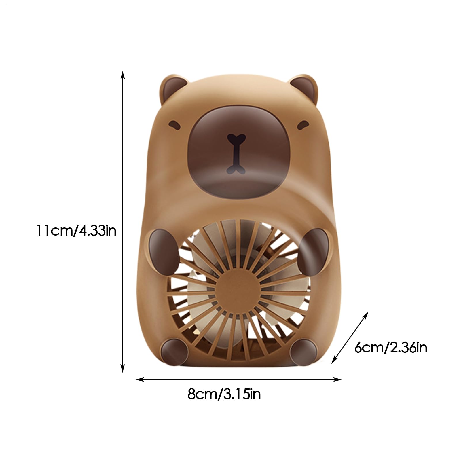 Éventail d'animaux, ventilateur à main, Fans de Capybara manuels mignons, Refroidisseur de nourriture à 3 vites