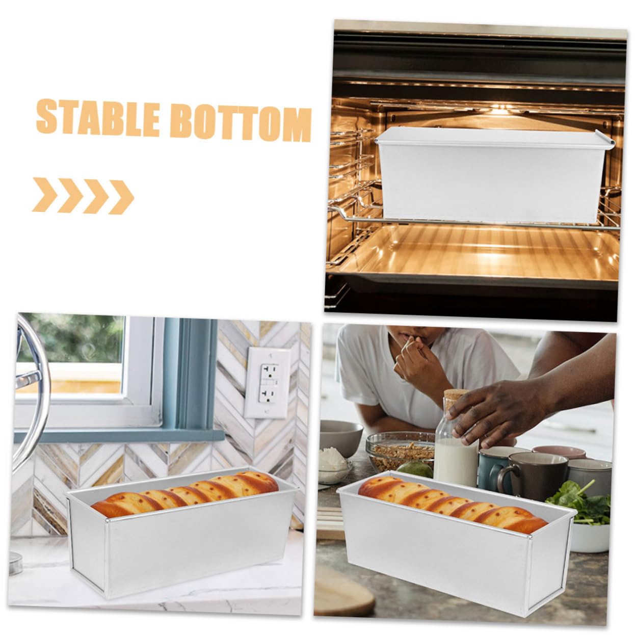 COLLBATH Moule à Pain de Mie Grosse Capacité avec Couvercle Coulissant en Alliage D'aluminium Argenté pour Cuisson Uniforme Four, pour Pâtisserie Quotidienne
