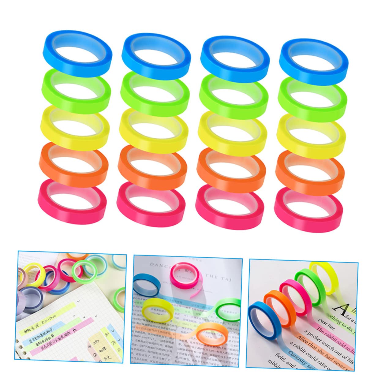 Uonlytech 5 Set Nota Adesiva Trasparente Comode Bandierine Adesive Linguette Adesive Nastro Adesivo Colorato Chiaro Appiccicoso Schede L'animale Domestico 20 * 5