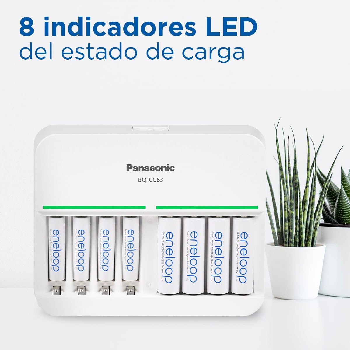 eneloop Smart 8 Cargador, para 1-8 Pilas Recargables AA/AAA, 5h de Tiempo de Carga, 9 Funciones de Seguridad