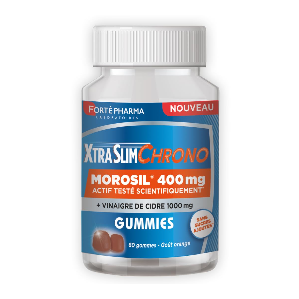 Forté Pharma - XtraSlim Chrono Gummies Perte de poids Morosil - Vinaigre de cidre - Complément alimentaire Minceur perte de poids, bruleur de graisse - Goût orange - 60 gommes, 15 jours
