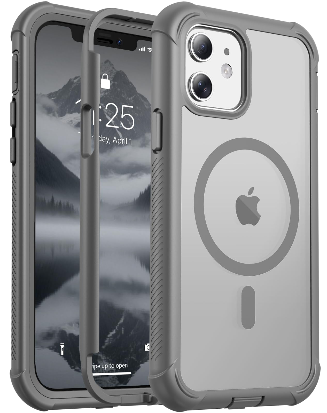 jaroco Magnetic for iPhone 12/12 Pro Case Heavy Duty Protection Gray