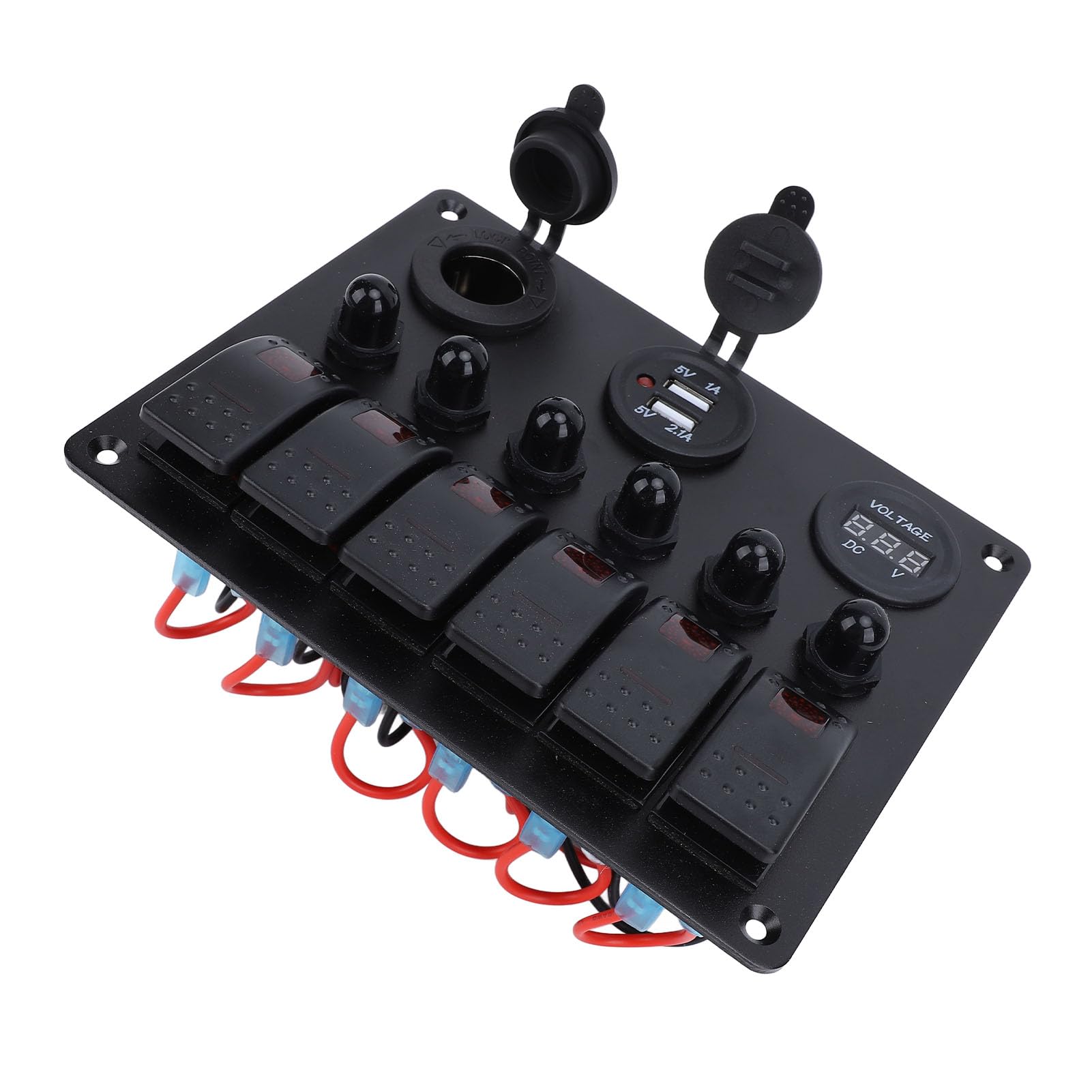 LICAEVEY Panel Przełączników 6 Gang z Podwójnym USB do łodzi i Przyczep