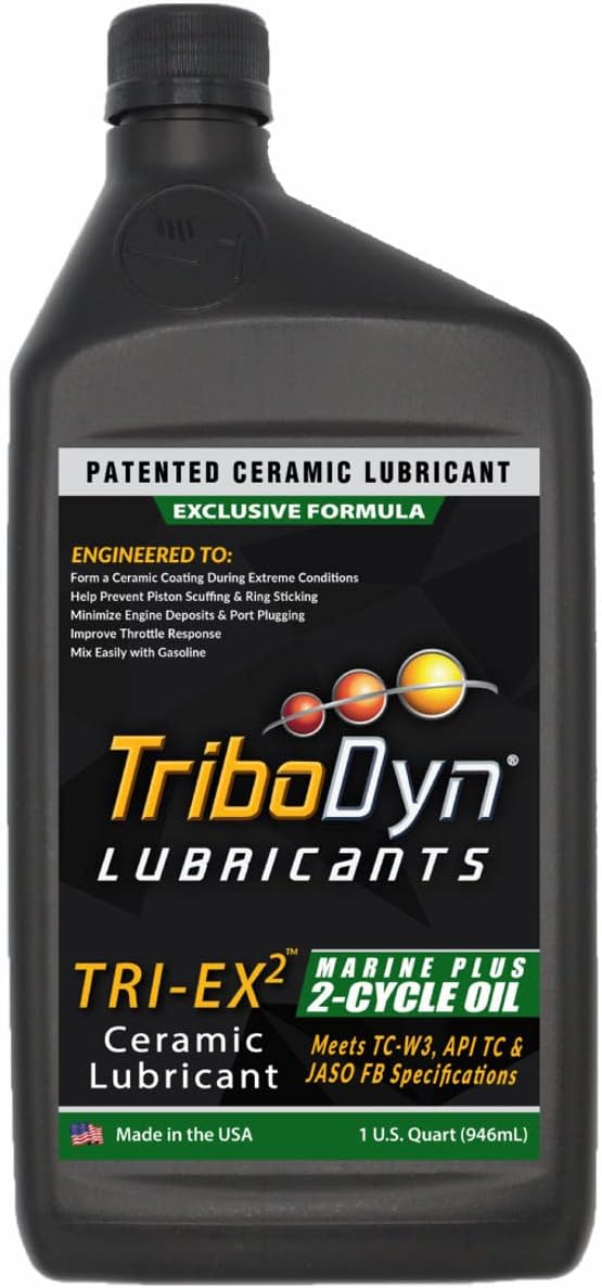 Marine Plus 2 Stroke Oil with Ceramic Coating, TC-W3, Low Smoke, Pre Mix and Direct Injection 2 Stroke Engines - 1 Quart